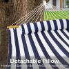 Sunnydaze Extra Large Quilted Hammock with Spreader Bars – 2-Person Hammock for Outside – Blue and White Stripe