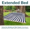 Sunnydaze Extra Large Quilted Hammock with Spreader Bars – 2-Person Hammock for Outside – Blue and White Stripe