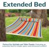 Sunnydaze Extra Large Quilted Hammock with Spreader Bars – 2-Person Hammock for Outside – Caribbean Stripe