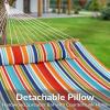Sunnydaze Extra Large Quilted Hammock with Spreader Bars – 2-Person Hammock for Outside – Caribbean Stripe