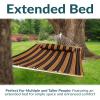 Sunnydaze Extra Large Quilted Hammock with Spreader Bars – 2-Person Hammock for Outside – Woodland Stripe