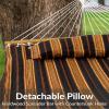 Sunnydaze Extra Large Quilted Hammock with Spreader Bars – 2-Person Hammock for Outside – Woodland Stripe