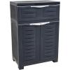 Sunnydaze Plastic Garage Storage Cabinet with Adjustable Shelf – 34.5″ H – Garage, Office, Home, Laundry Room – Gray(Charcoal)