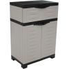 Sunnydaze Plastic Garage Storage Cabinet with Adjustable Shelf – 34.5″ H – Garage, Office, Home, Laundry Room – Gray(Grey)