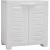 Sunnydaze Plastic Garage Storage Cabinet with Adjustable Shelf – 34.5″ H – Garage, Office, Home, Laundry Room – Gray(Speckled White)