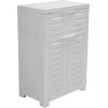 Sunnydaze Plastic Garage Storage Cabinet with Adjustable Shelf – 34.5″ H – Garage, Office, Home, Laundry Room – Gray(Speckled White)