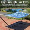 Sunnydaze Quilted Outdoor Hammock with Spreader Bars – Heavy-Duty 450-Pound Capacity Double Hammock for Outside – Misty Beach