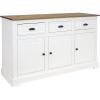 Sunnydaze 32-Inch Solid Pine Sideboard Cabinet with 3 Drawers and 3 Doors – Adjustable Shelf – Zinc Alloy Hardware – White(White)