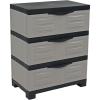 Sunnydaze 3-Tier Storage Cabinet with Drawers – Indoor or Garage Plastic Storage Drawers Organizer – 29.5″ H – Garage, Office, Home, Laundry Room – Gray w/Charcoal Trim(Gray with Charcoal Trim)