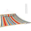 Sunnydaze Extra Large Quilted Hammock with Spreader Bars – 2-Person Hammock for Outside – Caribbean Stripe