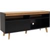 Sunnydaze Mid-Century Modern TV Stand for 58-Inch TV – Entertainment Stand for Living Room, Den, or Family Room – TV Media Console with Storage and Shelves – Black(Black)