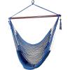 Sunnydaze Outdoor Hammock Chair Swing – Hanging Hammock Swing – Hanging Reading Chair – Soft-Spun Polyester Rope – Caribbean XL – Tan(Caribbean Blue)