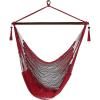 Sunnydaze Outdoor Hammock Chair Swing – Hanging Hammock Swing – Hanging Reading Chair – Soft-Spun Polyester Rope – Caribbean XL – Tan(Red)