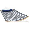 Sunnydaze Outdoor Hammock with Spreader Bar – 450-Pound Capacity Curved Spreader Bar Hammock – Mountainside(Navy & Gray)