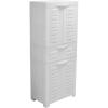 Sunnydaze Plastic Garage Storage Cabinet with Adjustable Shelf – 34.5″ H – Garage, Office, Home, Laundry Room – Gray(Speckled White)