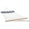 Sunnydaze Polyester Rope Double Hammock with Spreader Bars – 400-Pound Capacity – White with Navy and Gray Octagon Pillow(White)