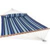 Sunnydaze Quilted Outdoor Hammock with Spreader Bars – Heavy-Duty 450-Pound Capacity Double Hammock for Outside – Black and White(Catalina Beach)