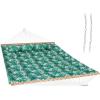 Sunnydaze Quilted Outdoor Hammock with Spreader Bars – Heavy-Duty 450-Pound Capacity Double Hammock for Outside – Black and White(Green Palm Leaves)