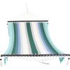 Sunnydaze Woven Double Hammock for Outside with Crocheted Edges and Spreader Bars – 600-Pound Weight Capacity Outdoor Hammock for Trees – Lagoon Stripes(Lagoon Stripes)