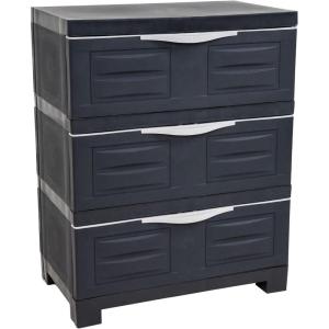 Sunnydaze 3-Tier Storage Cabinet with Drawers – Indoor or Garage Plastic Storage Drawers Organizer – 29.5″ H – Garage, Office, Home, Laundry Room – Gray w/Charcoal Trim(Charcoal)