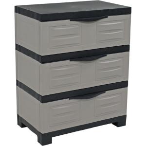 Sunnydaze 3-Tier Storage Cabinet with Drawers – Indoor or Garage Plastic Storage Drawers Organizer – 29.5″ H – Garage, Office, Home, Laundry Room – Gray w/Charcoal Trim(Gray with Charcoal Trim)