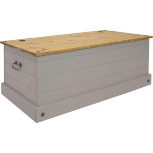 Sunnydaze 9.5-Inch W Solid Pine Storage Chest – Zinc Alloy Handles and Hinges – 47-Gallon Storage Capacity – Gray(Gray)