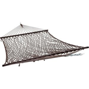 Sunnydaze Cotton Rope Hammock for Outside – 450-Pound Capacity Indoor or Outdoor Hammock with Spreader Bars – Brown(Brown)