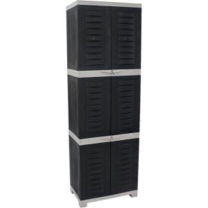 Sunnydaze Lockable Storage Cabinet – Indoor or Garage Storage Cabinet with 3 Adjustable Shelves – 57.5″ H – Garage, Office, Home, Laundry Room – Charcoal(Charcoal)