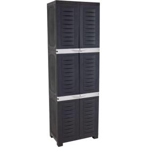 Sunnydaze Lockable Storage Cabinet – Indoor or Garage Storage Cabinet with 3 Adjustable Shelves – 57.5″ H – Garage, Office, Home, Laundry Room – Charcoal(Shadow)
