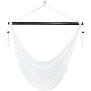 Sunnydaze Outdoor Hammock Chair Swing – Hanging Hammock Swing – Hanging Reading Chair – Soft-Spun Polyester Rope – Caribbean XL – Tan(White)