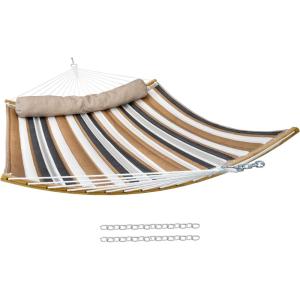 Sunnydaze Outdoor Hammock with Spreader Bar – 450-Pound Capacity Curved Spreader Bar Hammock – Mountainside(Calming Desert)