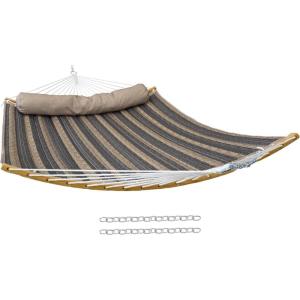 Sunnydaze Outdoor Hammock with Spreader Bar – 450-Pound Capacity Curved Spreader Bar Hammock – Mountainside(Mountainside)