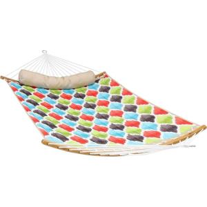 Sunnydaze Outdoor Hammock with Spreader Bar – 450-Pound Capacity Curved Spreader Bar Hammock – Mountainside(Vivid Multi-color)