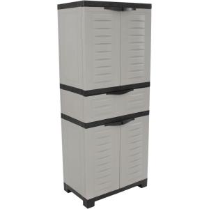 Sunnydaze Plastic Garage Storage Cabinet with Adjustable Shelf – 34.5″ H – Garage, Office, Home, Laundry Room – Gray(Grey)