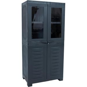 Sunnydaze Storage Cabinet – Plastic Storage Cabinet – 48.75″ H – Garage, Office, Home, Laundry Room(2-Window – 48.75″ H)