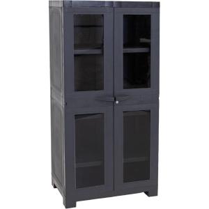 Sunnydaze Storage Cabinet – Plastic Storage Cabinet – 48.75″ H – Garage, Office, Home, Laundry Room(4-Window – 48.75″ H)
