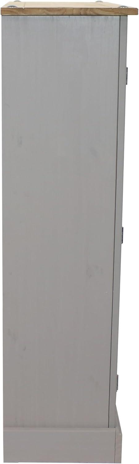 imageSunnydaze 43Inch H 2Door 2Shelf Solid Pine Kitchen Pantry Cabinet Zinc Alloy Hinges and Door Pulls Gray