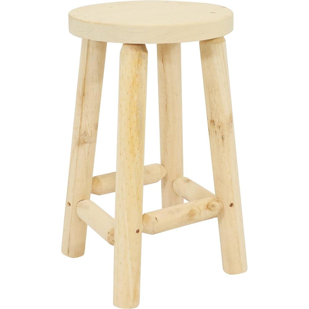 imageSunnydaze 24Inch Fir Wood Backless CounterHeight Stool  Unfinished