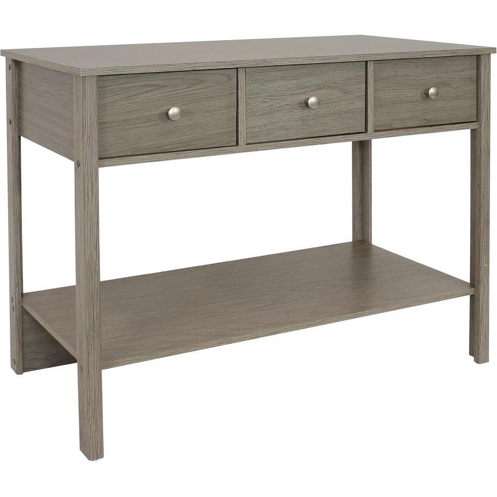 imageSunnydaze 30Inch H Hall Console Table with Drawers and Silver Knobs Thunder Gray