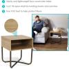 Sunnydaze 19.75-Inch H Open Shelf MDP Industrial-Style Nightstand with Powder-Coated Steel Cross Base – Brown