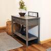 Sunnydaze 30-Inch H Hall Console Table with Drawers and Silver Knobs – Thunder Gray