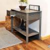Sunnydaze 30-Inch H Hall Console Table with Drawers and Silver Knobs – Thunder Gray
