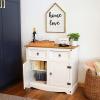 Sunnydaze 31.5-Inch H Kitchen Sideboard Cabinet with 2 Drawers and 2 Doors – Solid Pine Construction with White Finish(White)