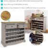 Sunnydaze 34.5-Inch H 28-Bottle Solid Pine Wine Rack Table – Four 7-Bottle Rows – 2 Drawers – Zinc Alloy Drawer Pulls – Gray