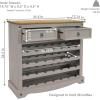 Sunnydaze 34.5-Inch H 28-Bottle Solid Pine Wine Rack Table – Four 7-Bottle Rows – 2 Drawers – Zinc Alloy Drawer Pulls – Gray
