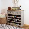 Sunnydaze 34.5-Inch H 28-Bottle Solid Pine Wine Rack Table – Four 7-Bottle Rows – 2 Drawers – Zinc Alloy Drawer Pulls – Gray