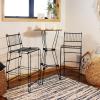 Sunnydaze 3-Piece Steel Wire Bar Table and Chairs Set with Faux Woodgrain Tabletop – Black
