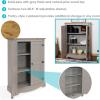 Sunnydaze 43-Inch H 2-Door, 2-Shelf Solid Pine Kitchen Pantry Cabinet – Zinc Alloy Hinges and Door Pulls – Gray