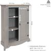 Sunnydaze 43-Inch H 2-Door, 2-Shelf Solid Pine Kitchen Pantry Cabinet – Zinc Alloy Hinges and Door Pulls – Gray