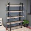 Sunnydaze 5-Tier Industrial Style Bookshelf with Open Shelves and Veneer Finish – Oak Gray(Oak Gray)